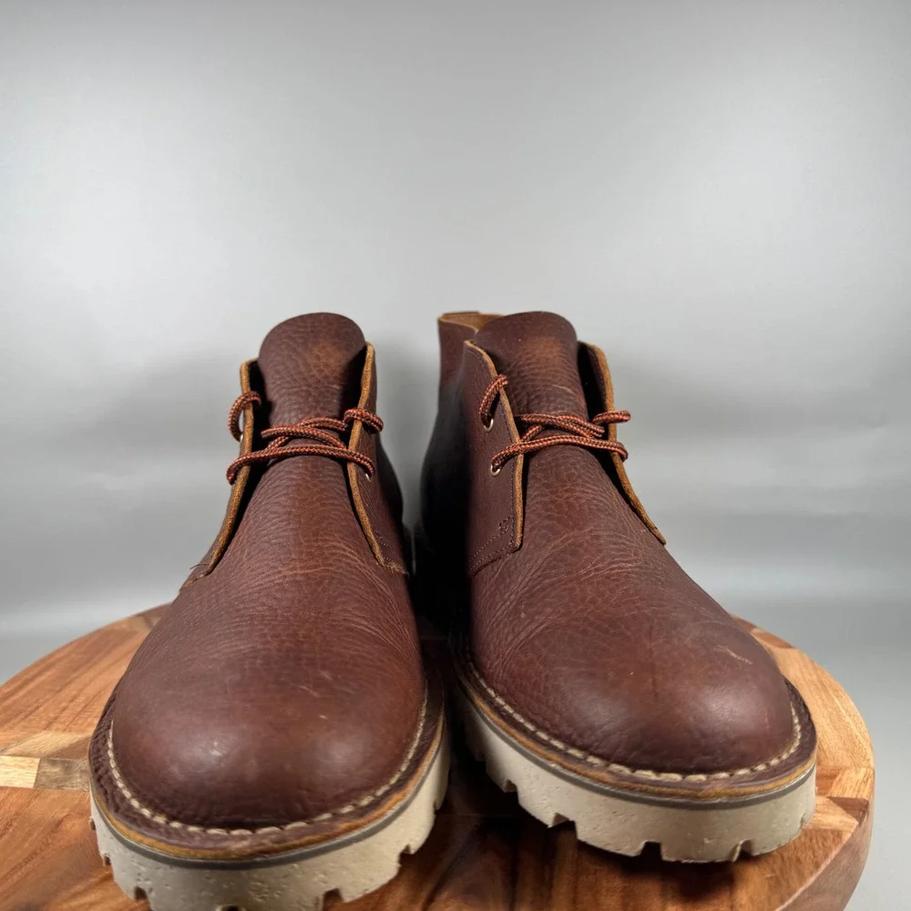 Clarks Collection Brown Pebbled Leather Chukka Boots‎ Mens 11.5 M